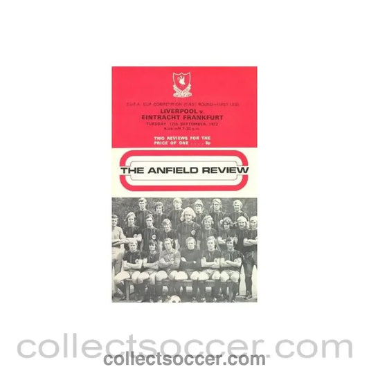 1972 - Liverpool v Eintracht Frankfurt UEFA Cup official programme 12/09/1972 - Collect Soccer