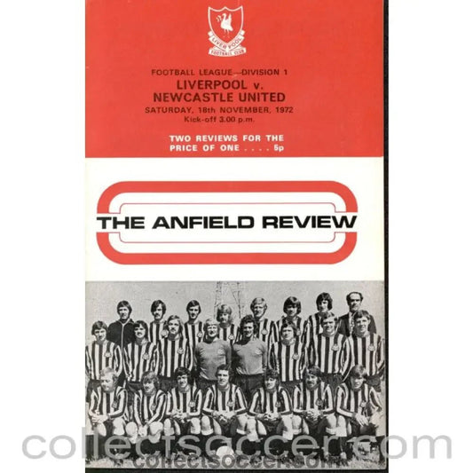 1972 - Liverpool v Newcastle United Programme 18/11/1972 - Collect Soccer