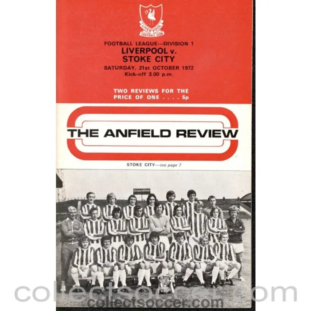 1972 - Liverpool v Stoke City Programme 21/10/1972 - Collect Soccer
