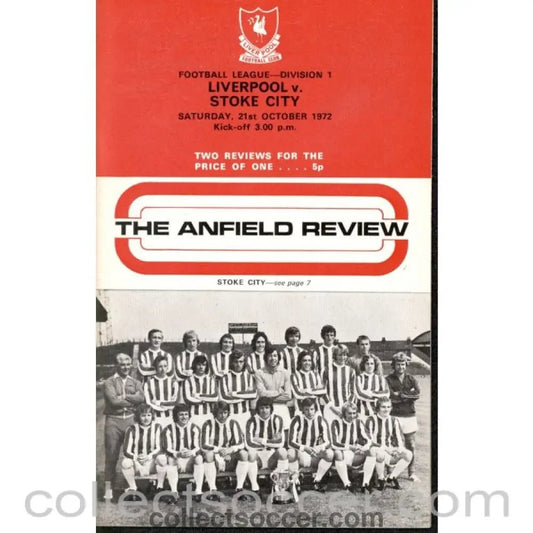 1972 - Liverpool v Stoke City Programme 21/10/1972 - Collect Soccer