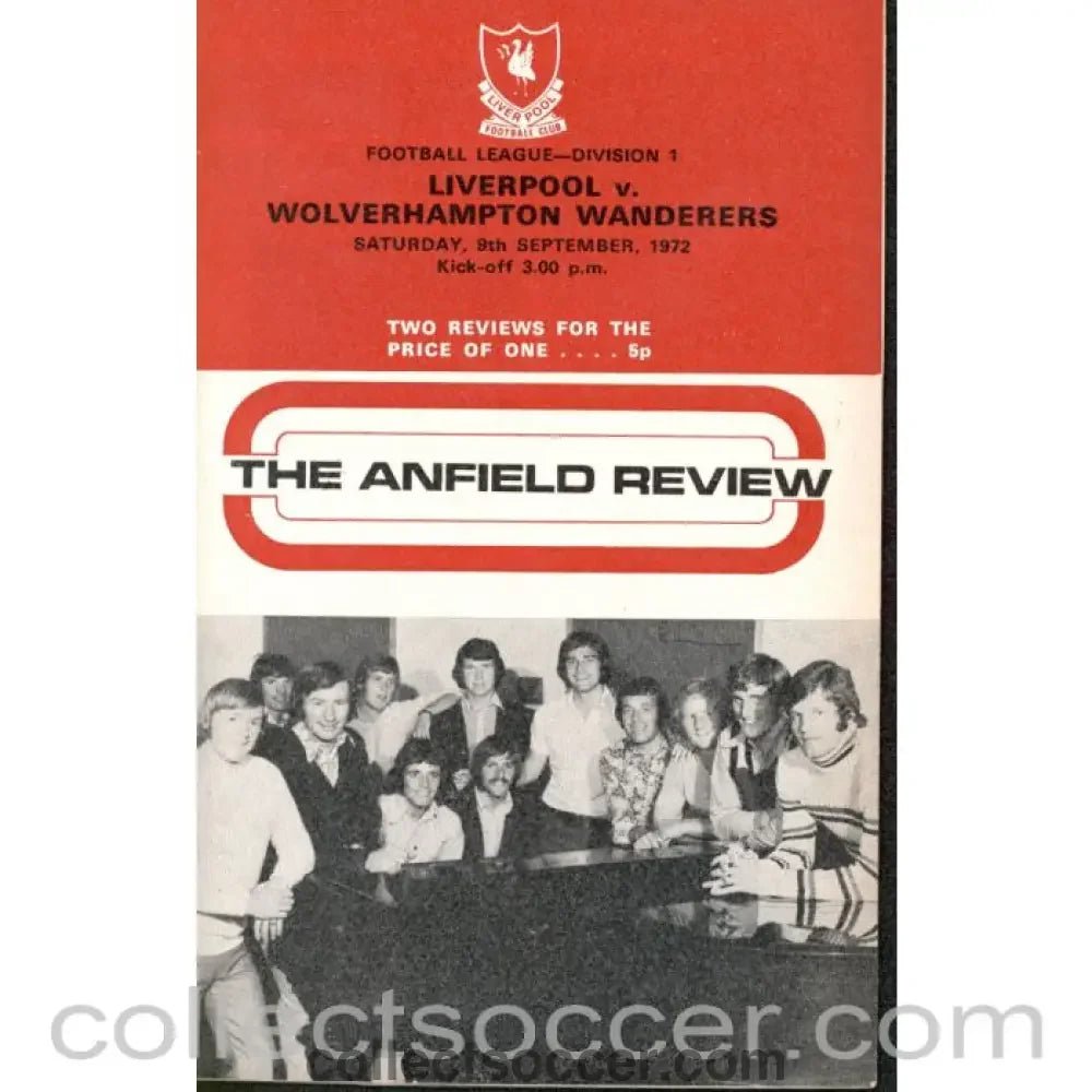 1972 - Liverpool v Wolverhampton Wanderers Programme 9/9/1972 - Collect Soccer