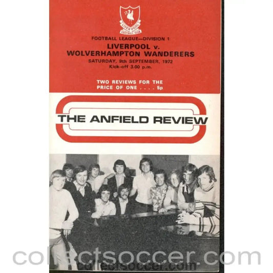 1972 - Liverpool v Wolverhampton Wanderers Programme 9/9/1972 - Collect Soccer