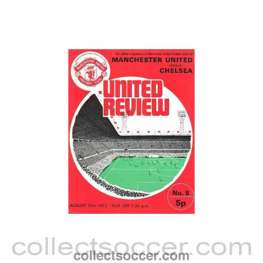 1972 - Manchester United v Chelsea official programme 30/08/1972 - Collect Soccer