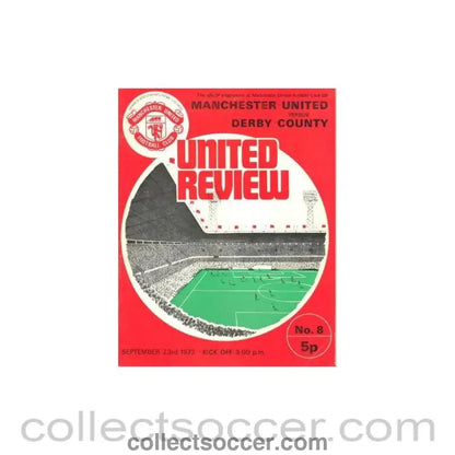 1972 - Manchester United v Derby County official programme 23/09/1972 - Collect Soccer