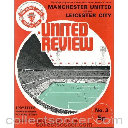 1972 - Manchester United v Leicester City programme 23/08/1972 - Collect Soccer