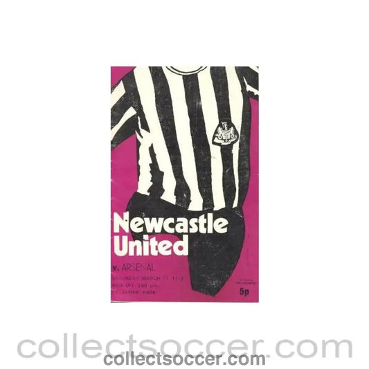 1972 - Newcastle United v Arsenal official programme 11/03/1972 - Collect Soccer