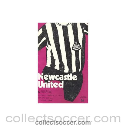 1972 - Newcastle United v Arsenal official programme 11/03/1972 - Collect Soccer