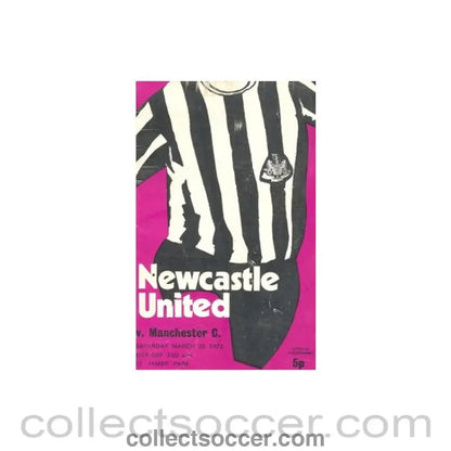 1972 - Newcastle United v Manchester City official programme 25/03/1972 - Collect Soccer