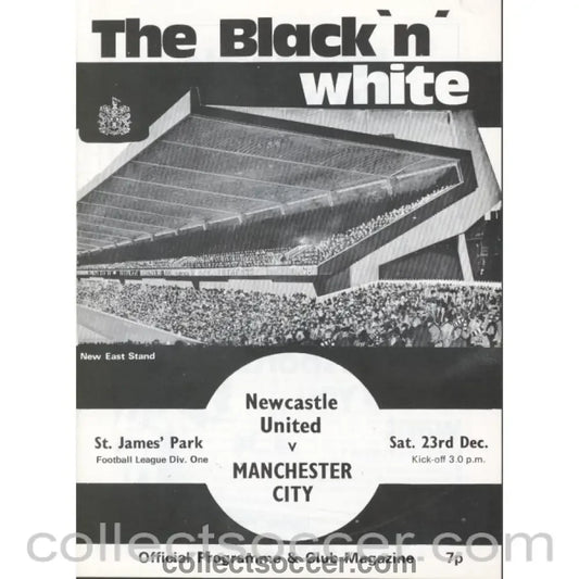 1972 - Newcastle United v Manchester City Programme 23/12/1972 - Collect Soccer