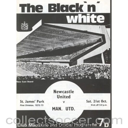 1972 - Newcastle United v Manchester United Programme 21/10/1972 - Collect Soccer