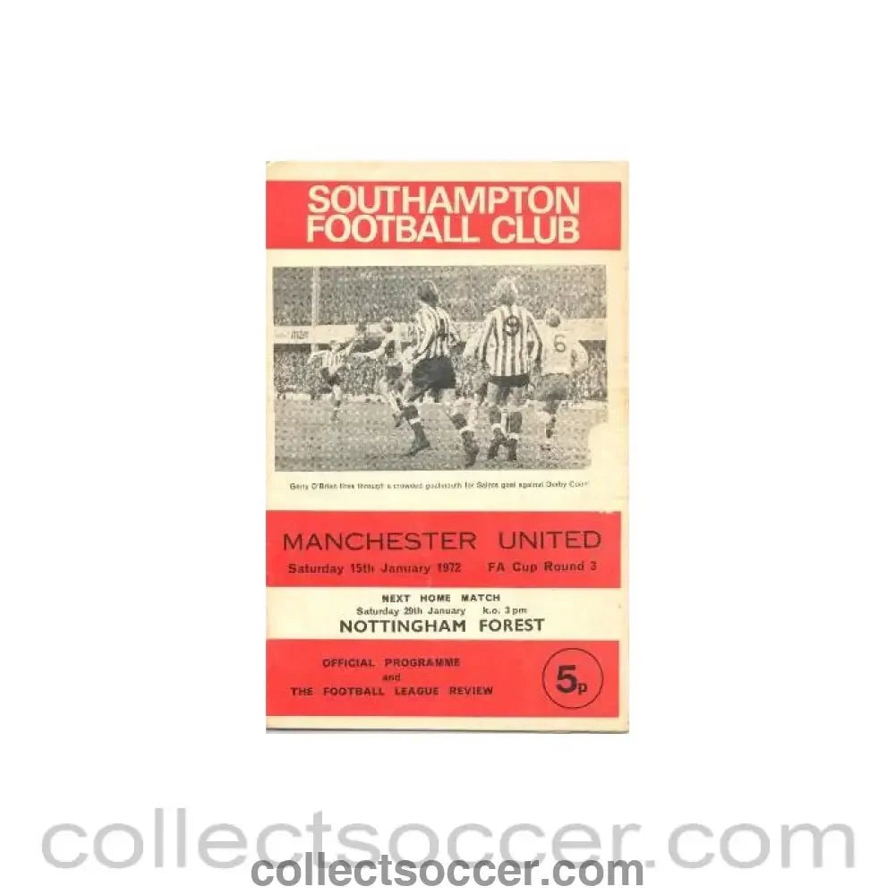 1972 - Southampton v Manchester United official programme 15/01/1972 - Collect Soccer