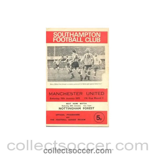 1972 - Southampton v Manchester United official programme 15/01/1972 - Collect Soccer