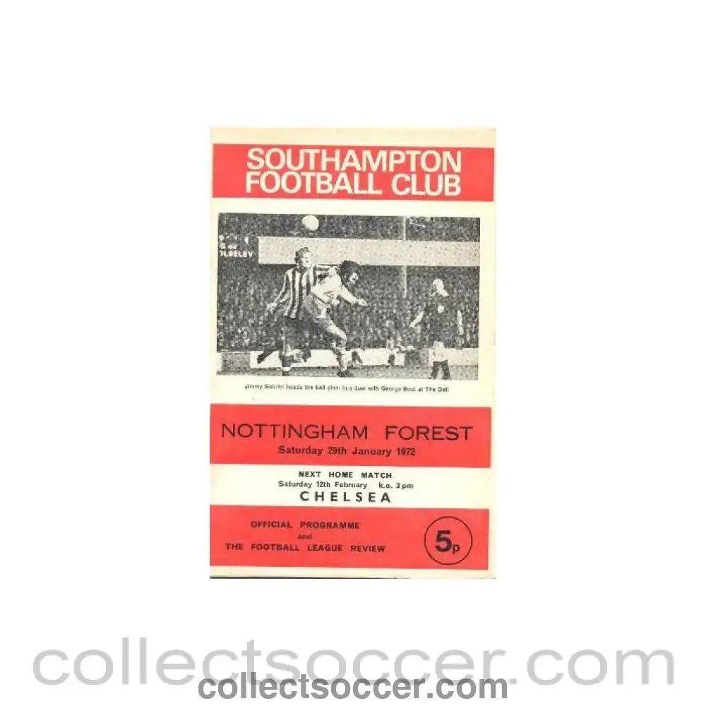 1972 - Southampton v Nottingham Forest official programme 29/01/1972 Football League - Collect Soccer