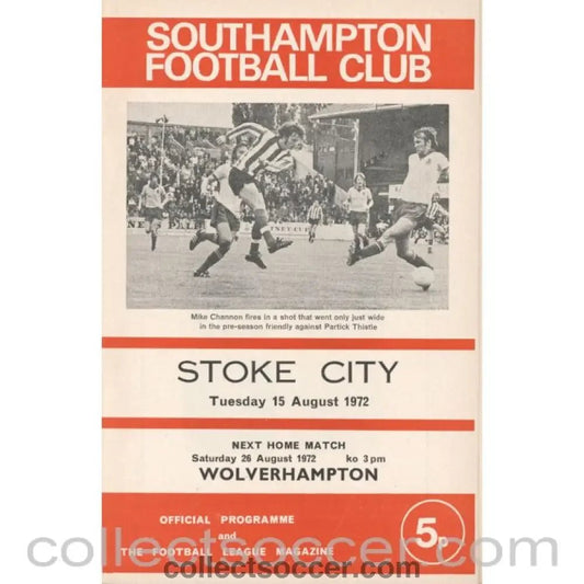 1972 - Southampton v Stoke City Football Programme 15/8/1972 - Collect Soccer