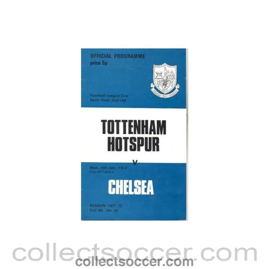 1972 - Tottenham Hotspur vChelsea official programme 05/01/1972