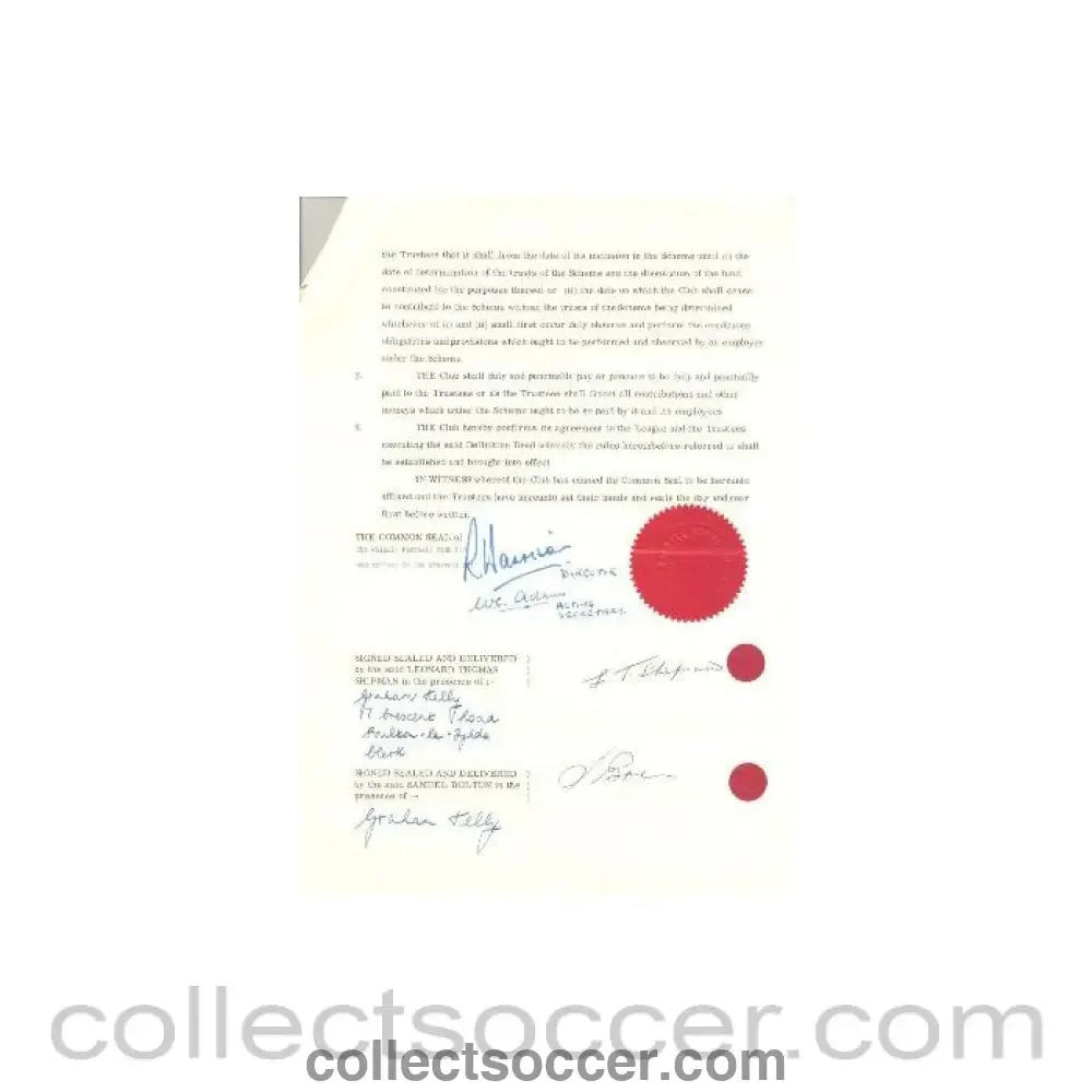 1972 - Walsall Football Club contract of 01/09/1972