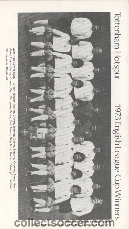 1973 Aberdeen v Tottenham Hotspur UEFA Cup 2nd Round First Leg Programme