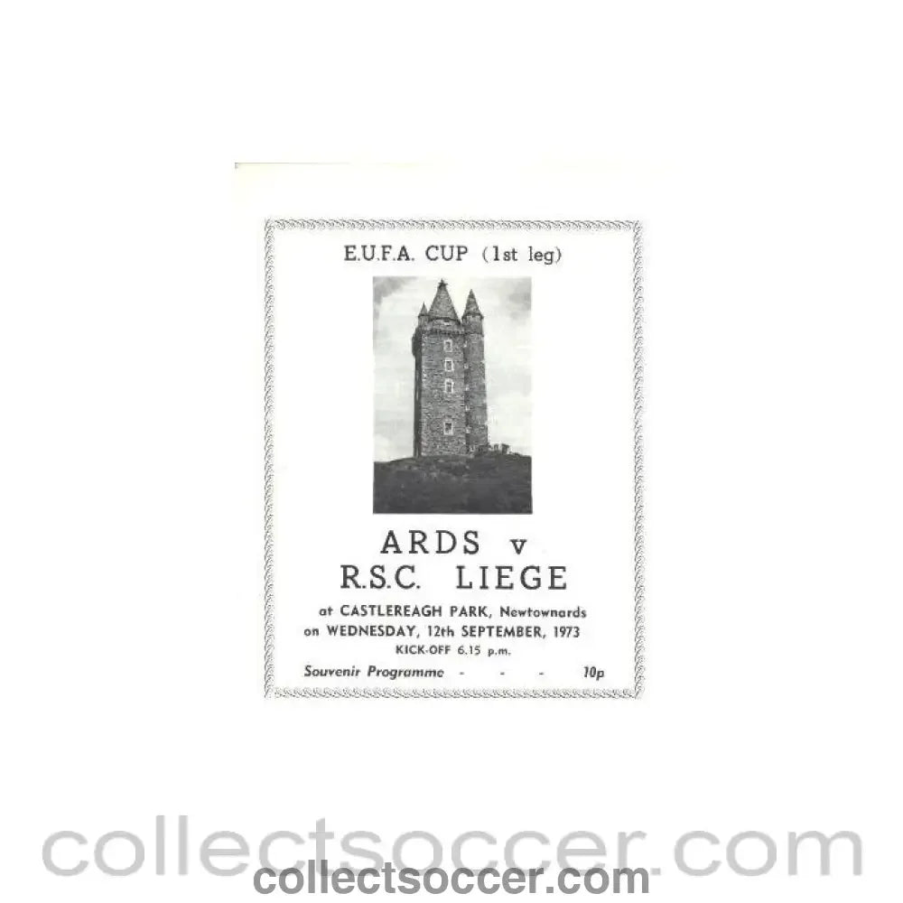 1973 - Ards v Liege official programme 12/09/1973