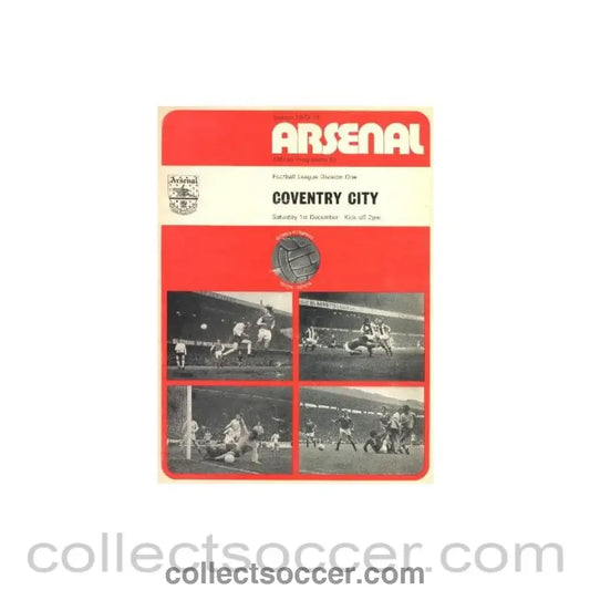 1973 - Arsenal v Coventry City official programme 01/12/1973