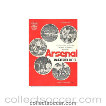 1973 - Arsenal v Manchester United official programme 06/01/1973 - Collect Soccer
