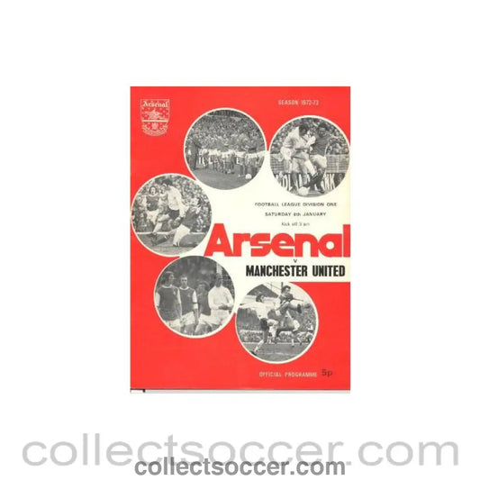 1973 - Arsenal v Manchester United official programme 06/01/1973