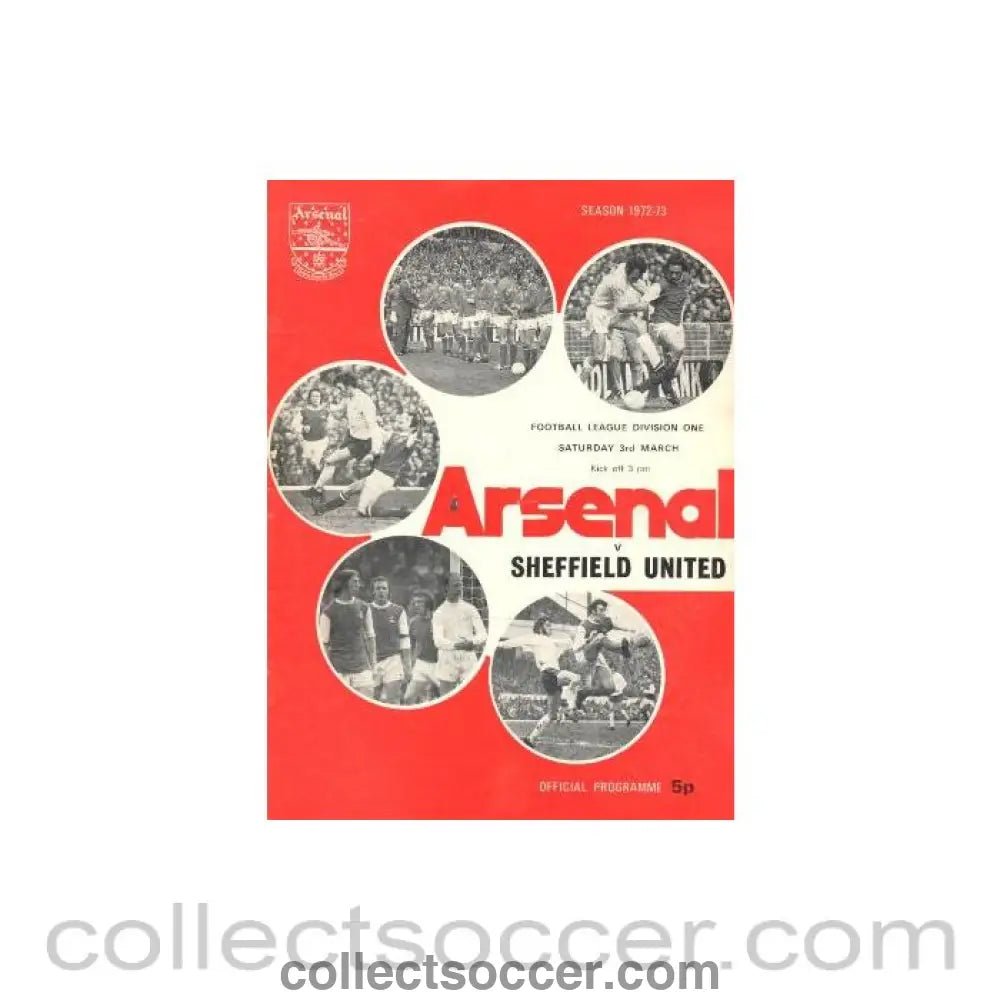 1973 - Arsenal v Sheffield United official programme 03/03/1973 - Collect Soccer