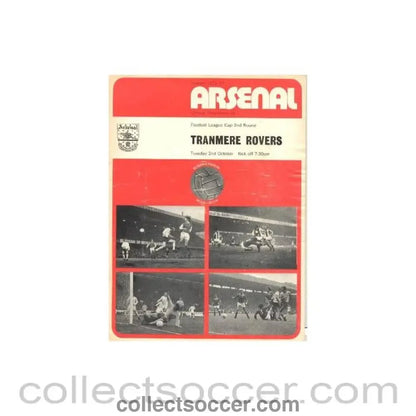 1973 - Arsenal v Tranmere Rovers official programme 02/10/1973 - Collect Soccer