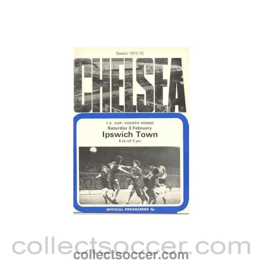 1973 - Chelsea v Ipswich Town official programme 03/02/1973