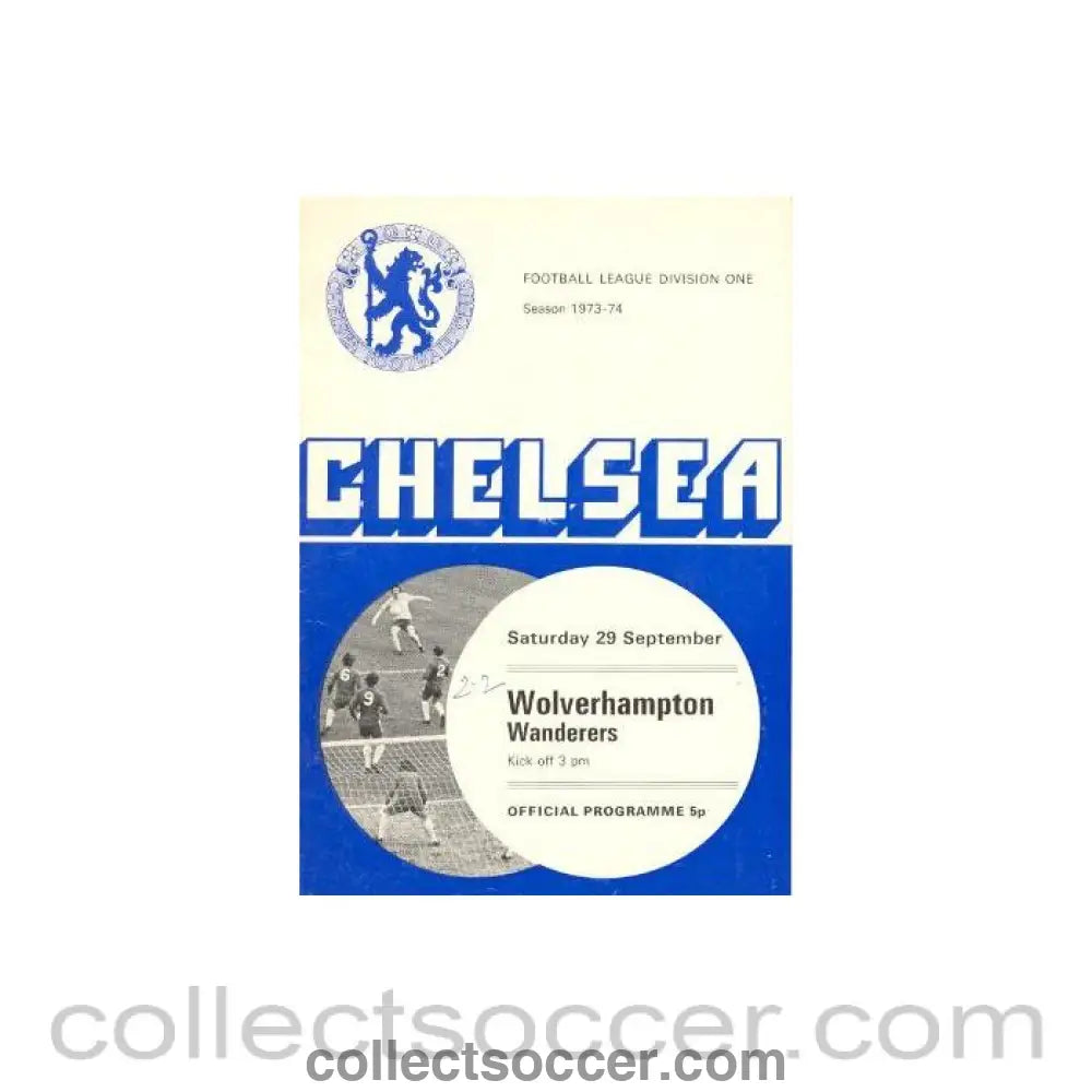1973 - Chelsea v Wolverhampton Wanderers official programme 29/09/1973