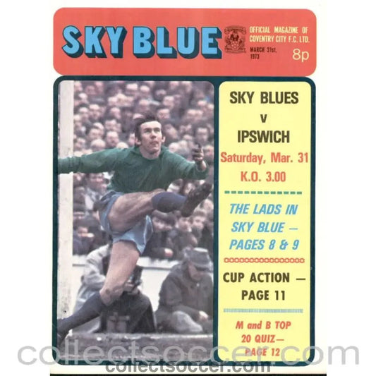 1973 - Coventry City FC v Ipswich Town Programme 31/3/1973 - Collect Soccer