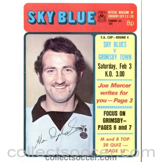 1973 - Coventry City v Grimsby Town FC FA Cup Programme 3/2/1973 - Collect Soccer