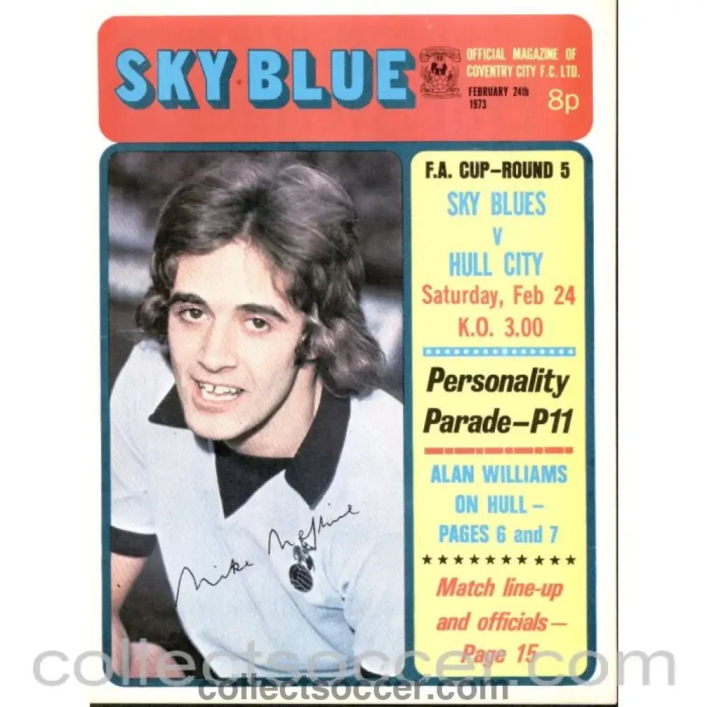 1973 - Coventry City v Hull City FA Cup 5th Round Programme 24/2/1973 - Collect Soccer