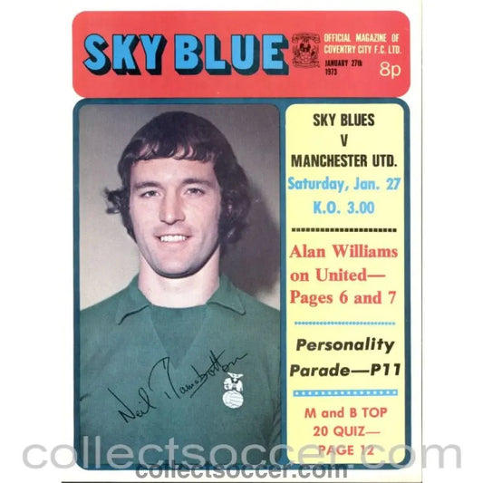 1973 - Coventry City v Manchester United FC Programme 27/1/1973 - Collect Soccer