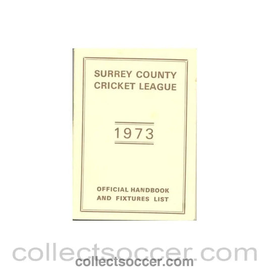 1973 - Cricket - Surrey County Cricket League 1973 Official Handbook and Fixtures List - Collect Soccer