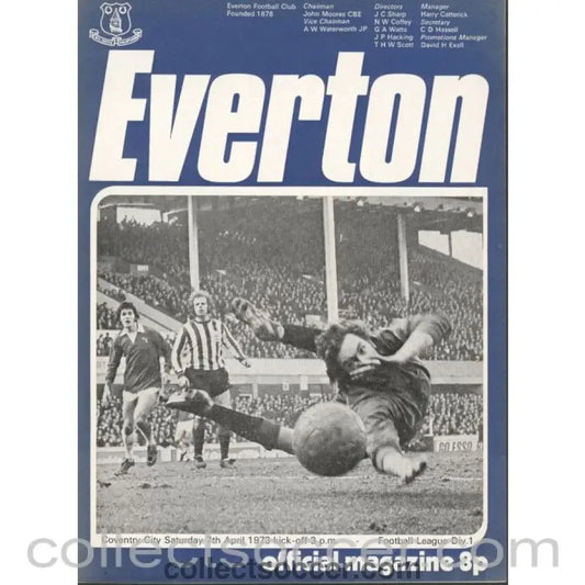 1973 - Everton v Coventry City Official Programme 7/4/1973 - Collect Soccer