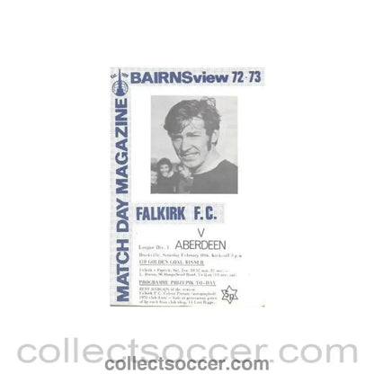 1973 - Falkirk v Aberdeen official programme 10/02/1973 Scottish League - Collect Soccer