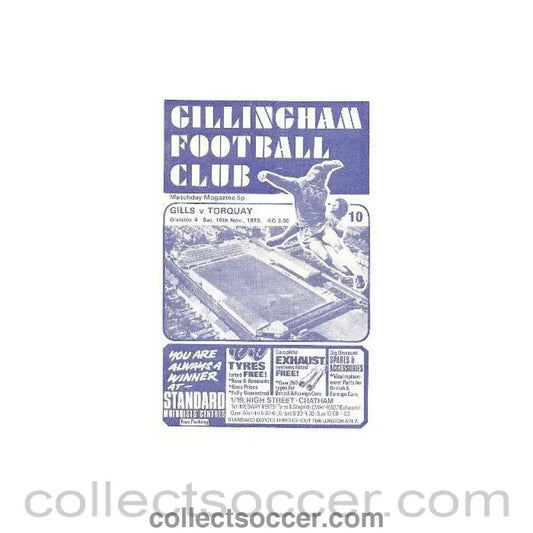 1973 - Gillingham v Torquay official programme 10/11/1973 - Collect Soccer