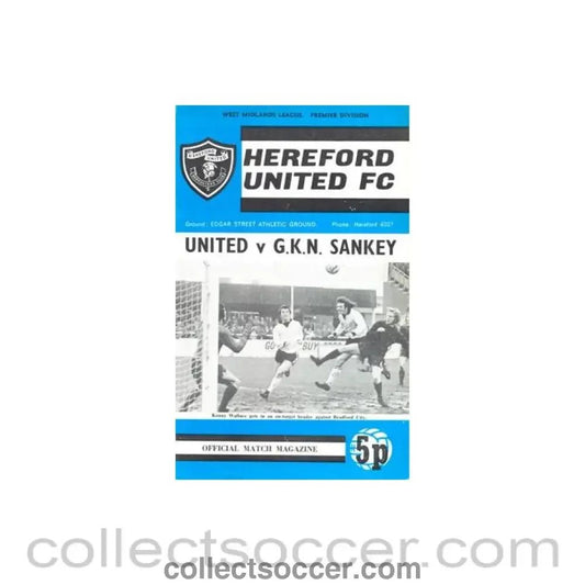 1973 - Hereford United v G.K.N. Sankey official programme 20/01/1973 West Midlands League - Collect Soccer