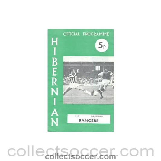 1973 - Hibernian v Glasgow Rangers official programme 01/08/1973 Drybrough Cup Semi - Final - Collect Soccer