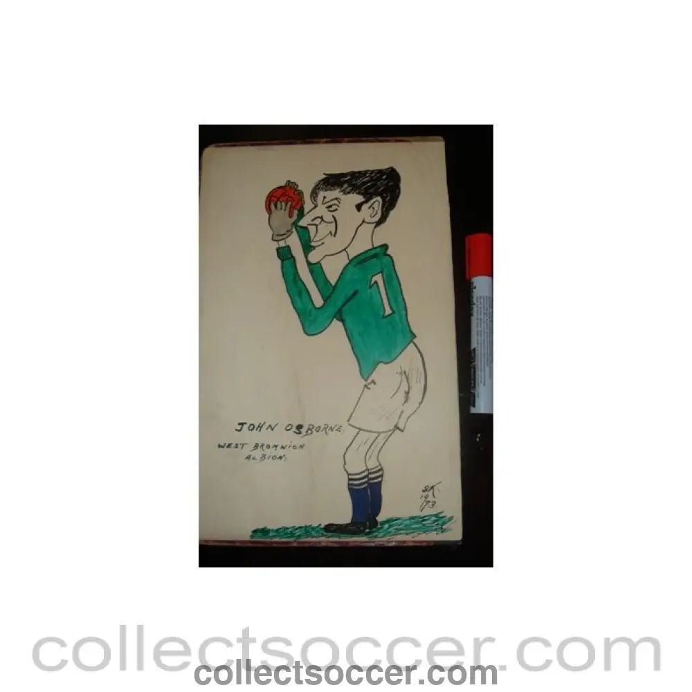 1973 - John Osborne - West Bromwich Albion - Caricature 1973 - Collect Soccer