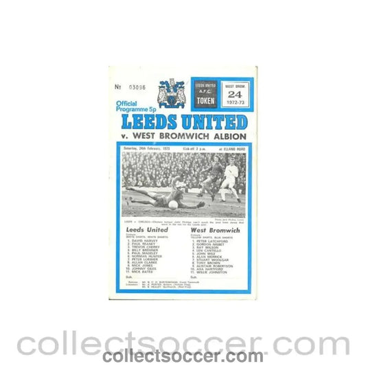 1973 - Leeds United v West Bromwich Albion official programme 24/02/1973F.A. Cup - Collect Soccer