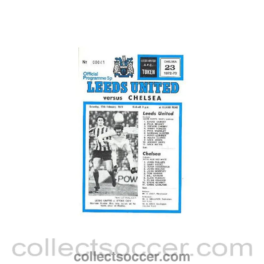 1973 - Leeds United vChelsea official programme 17/02/1973