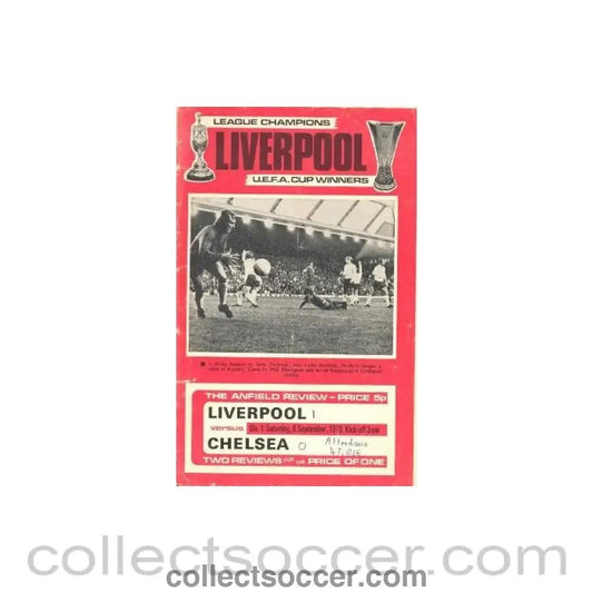 1973 - Liverpool v Chelsea official programme 08/09/1973, reduced price - Collect Soccer