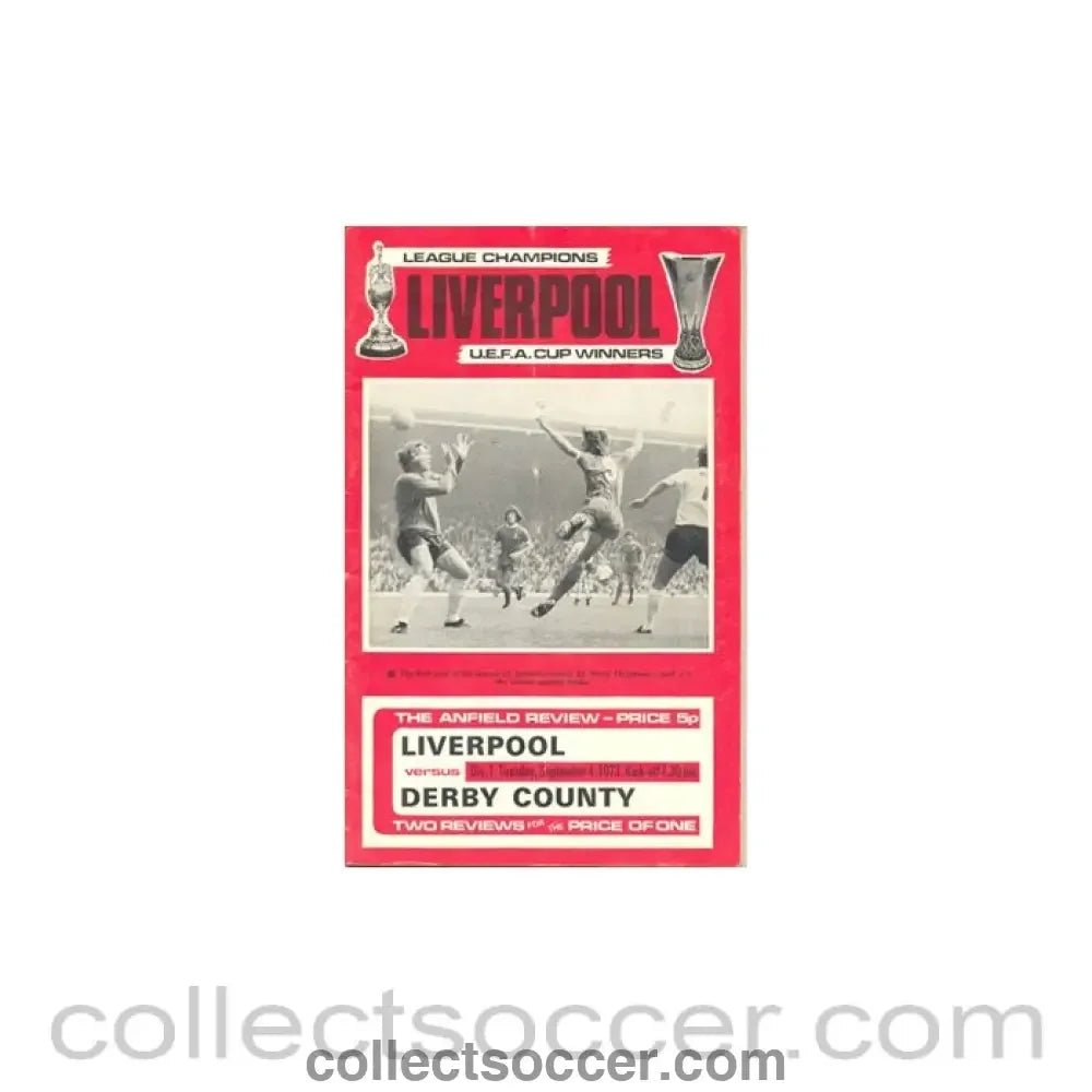 1973 - Liverpool v Derby County official programme 1973 - Collect Soccer