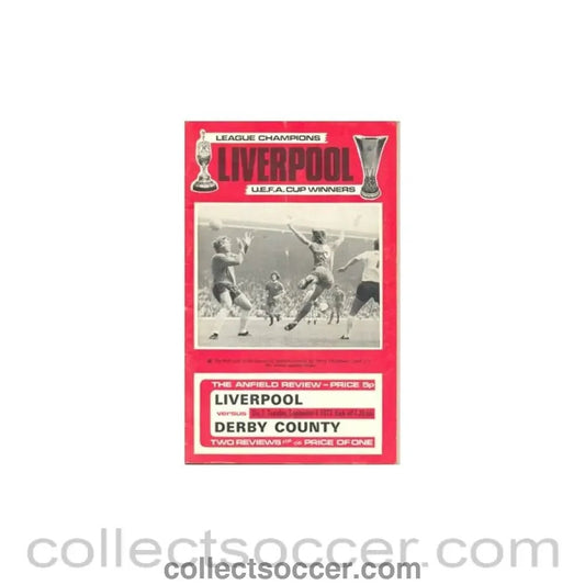 1973 - Liverpool v Derby County official programme 1973 - Collect Soccer