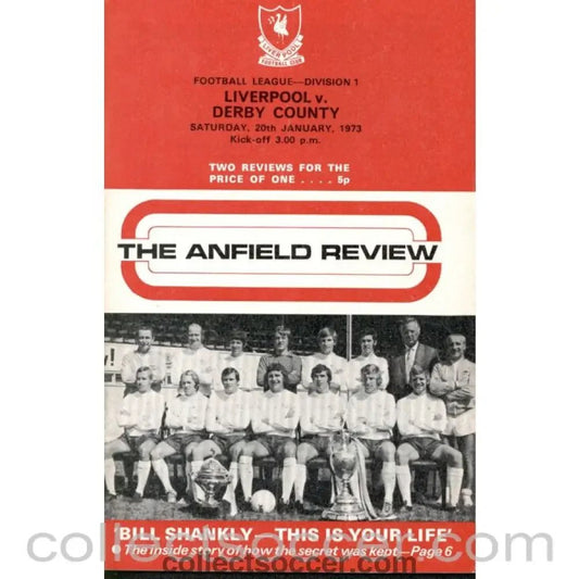 1973 - Liverpool v Derby County programme 20/01/1973 - Collect Soccer