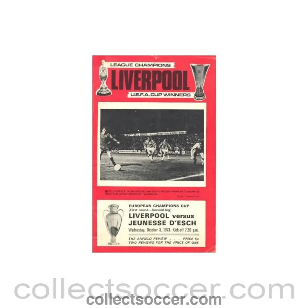 1973 - Liverpool v Jeunesse D'Esch official programme 03/10/1973 European Champios Cup - Collect Soccer