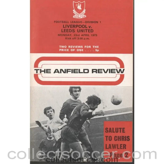 1973 - Liverpool v Leeds United 23/04/1973 Programme - Collect Soccer