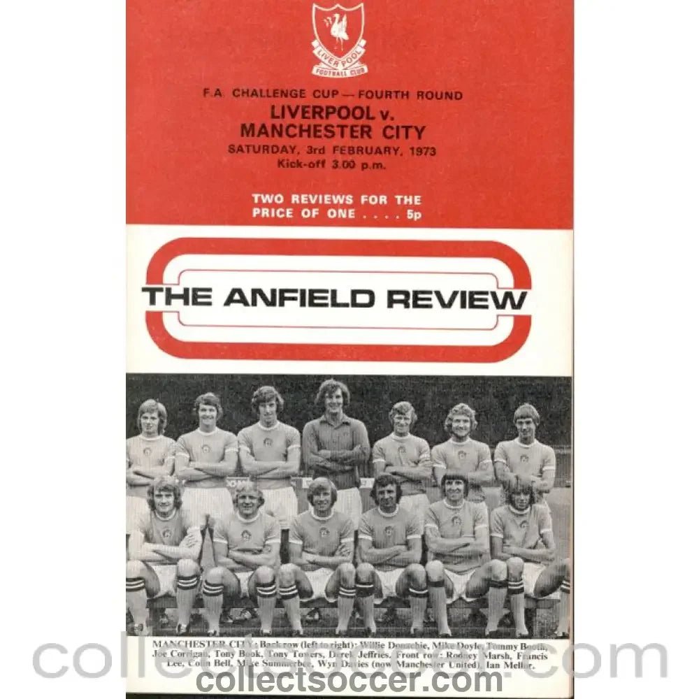 1973 - Liverpool v Manchester City Programme 3/2/1973 - Collect Soccer