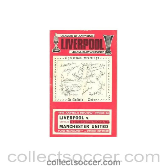 1973 - Liverpool v Manchester United official programme 22/12/1973 Football League - Collect Soccer